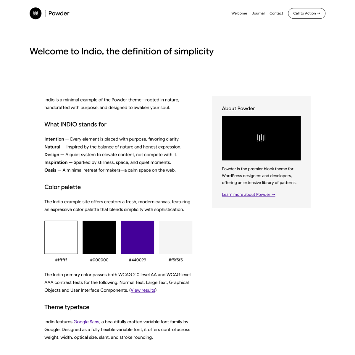 Indio example site screenshot
