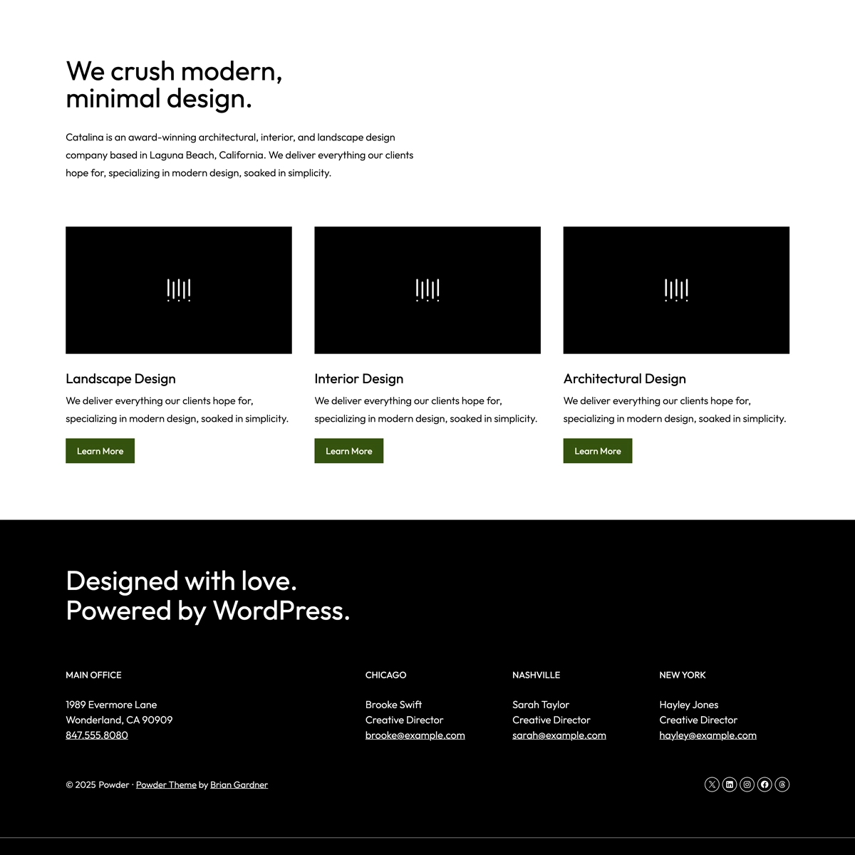Powder Green WordPress theme link page